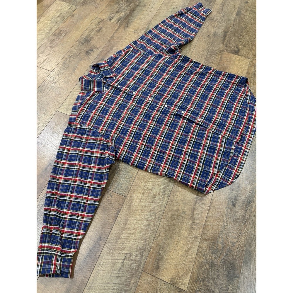 Vintage Polo Ralph Lauren Plaid Long Sleeve Button Up Big Shirt XL Blue Multi - Picture 3 of 7